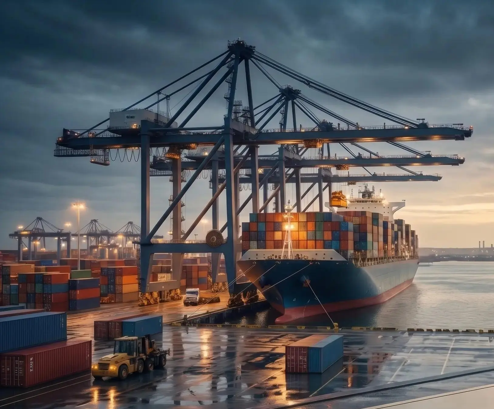 Operativa portuaria: buque portacontenedores y grúas